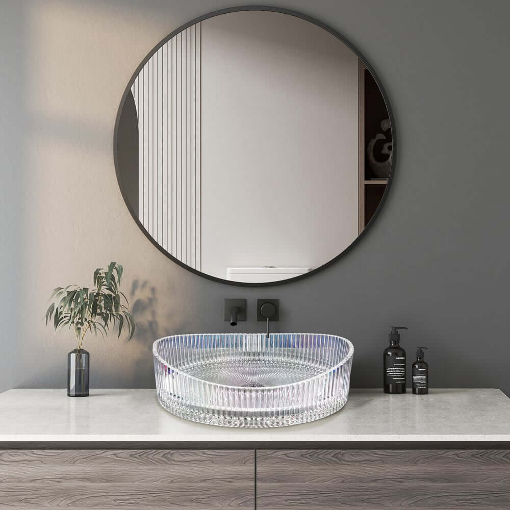 Clear Glass Oval Vessel Sink - Modern Luxury Bathroom Design