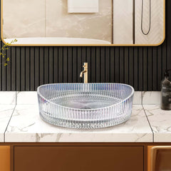 Clear Glass Oval Vessel Sink - Modern Luxury Bathroom Design