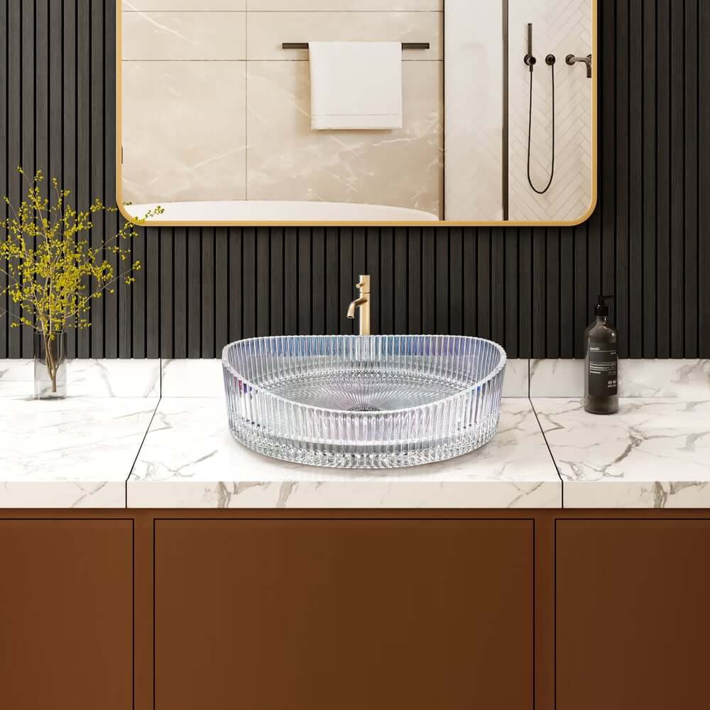 Clear Glass Oval Vessel Sink - Modern Luxury Bathroom Design