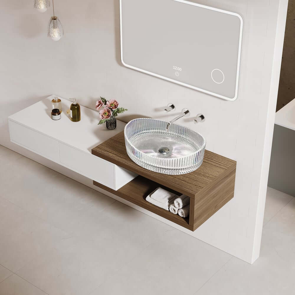 Clear Glass Oval Vessel Sink - Modern Luxury Bathroom Design