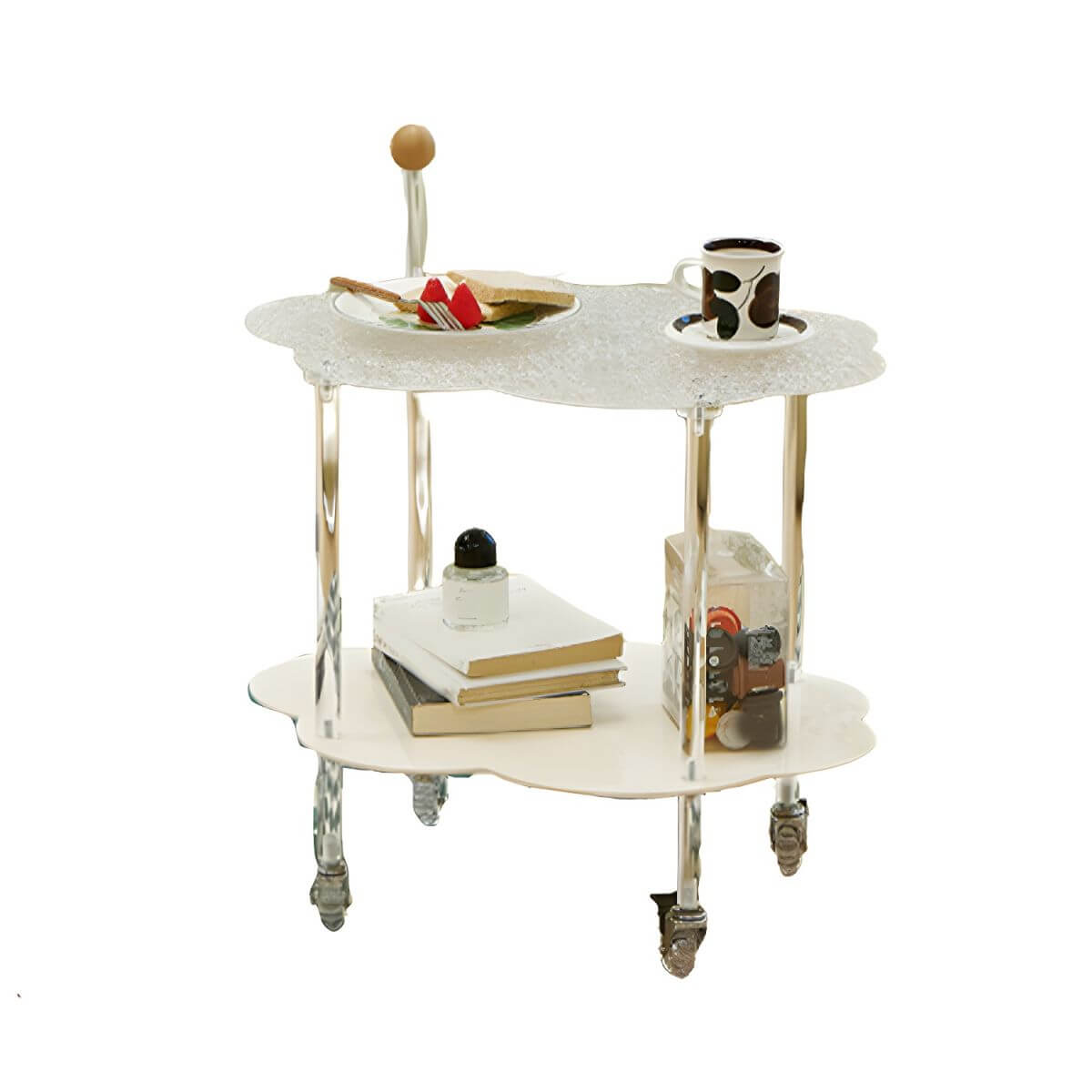 Cloud-Inspired Acrylic Accent Table with Storage Base