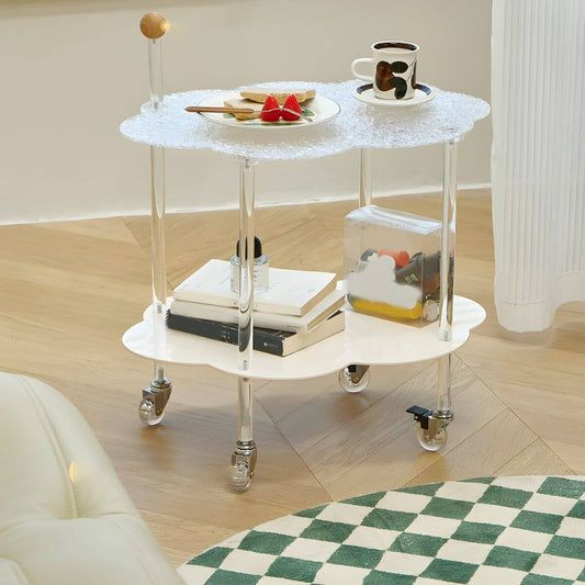 Cloud-Inspired Acrylic Accent Table with Storage Base