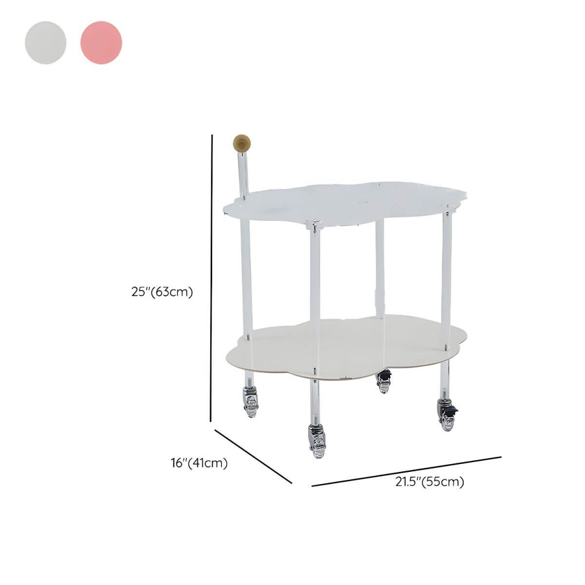 Cloud-Inspired Acrylic Accent Table with Storage Base Dimensions
