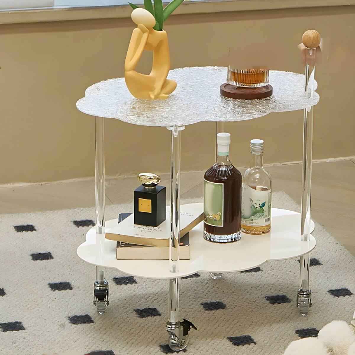 Cloud-Inspired Acrylic Accent Table with Storage Base Main Product Image