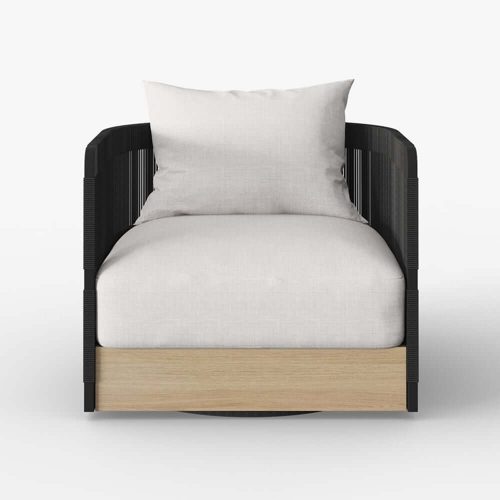 Coastal Aluminum Outdoor Furniture Set with Swivel Chairs and Table