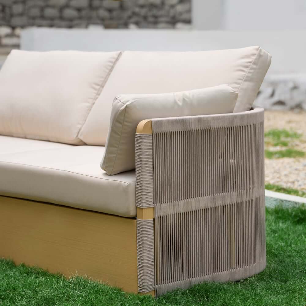 Coastal Aluminum Outdoor Furniture Set with Swivel Chairs and Table