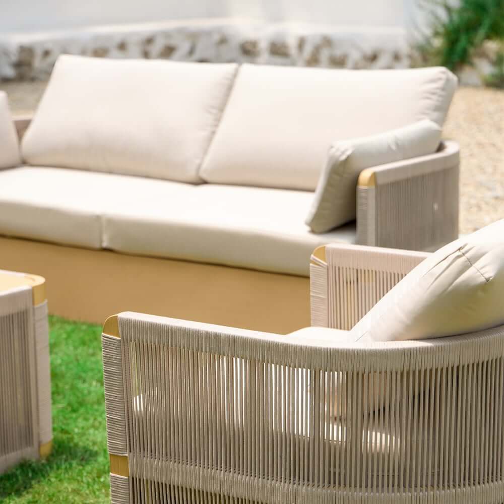 Coastal Aluminum Outdoor Furniture Set with Swivel Chairs and Table
