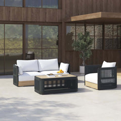Coastal Aluminum Outdoor Furniture Set with Swivel Chairs and Table