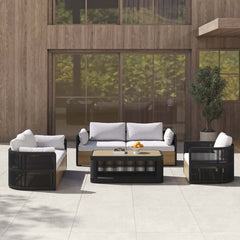 Coastal Aluminum Outdoor Furniture Set with Swivel Chairs and Table