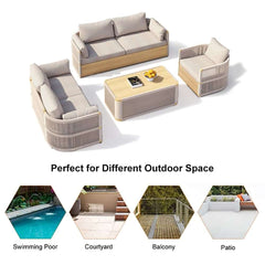 Coastal Aluminum Outdoor Furniture Set with Swivel Chairs and Table