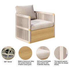 Coastal Aluminum Outdoor Furniture Set with Swivel Chairs and Table