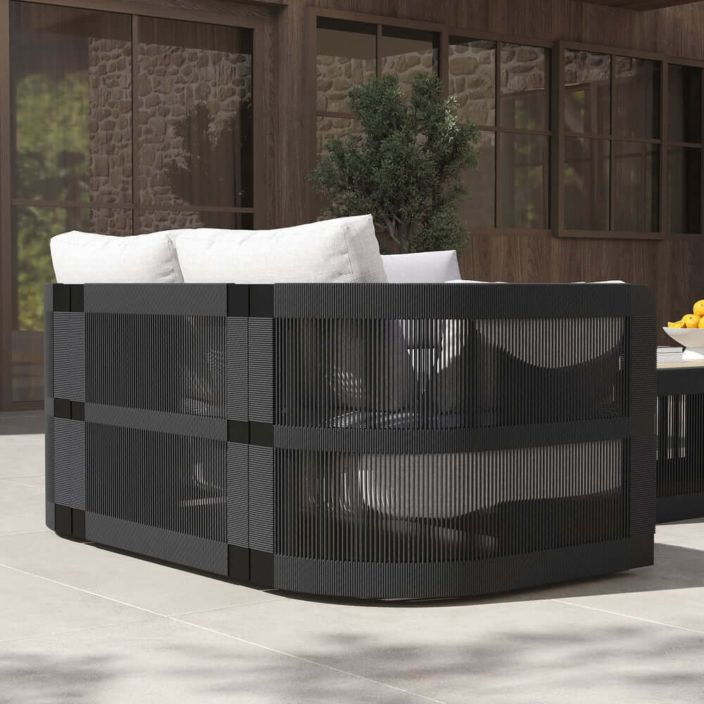 Coastal Aluminum Outdoor Furniture Set with Swivel Chairs and Table