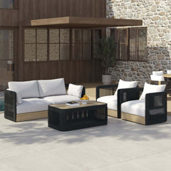 Coastal Aluminum Outdoor Furniture Set with Swivel Chairs and Table