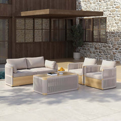 Coastal Aluminum Outdoor Furniture Set with Swivel Chairs and Table