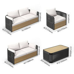 Coastal Aluminum Outdoor Furniture Set with Swivel Chairs and Table Dimensions