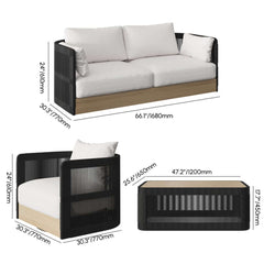 Coastal Aluminum Outdoor Furniture Set with Swivel Chairs and Table Dimensions