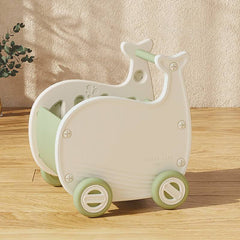 Colorful Plastic Kids Toy Organizer Cart with Casters