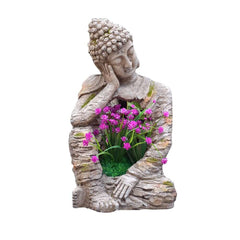 Concrete Gray Magnesium Oxide Sleeping Buddha Statue with Planter