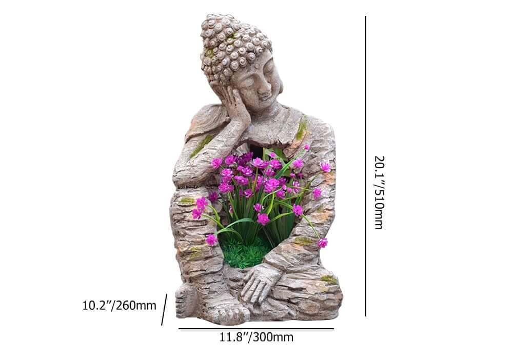 Concrete Gray Magnesium Oxide Sleeping Buddha Statue with Planter Dimensions