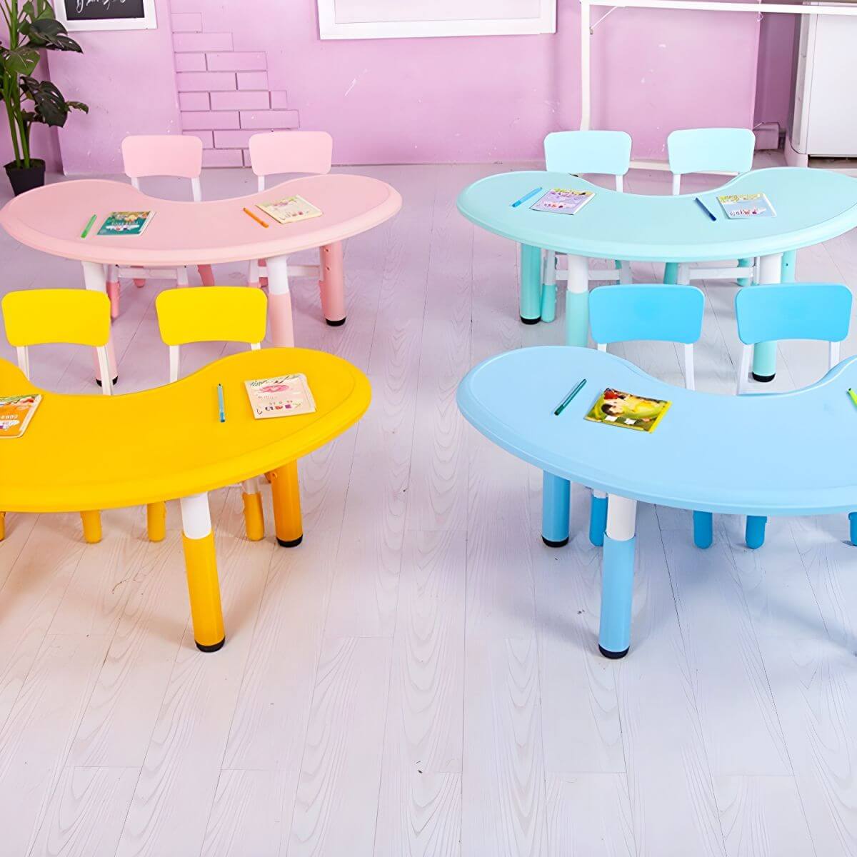 Contemporary Children's Writing Desk with Rounded Edges and Waterproof Top