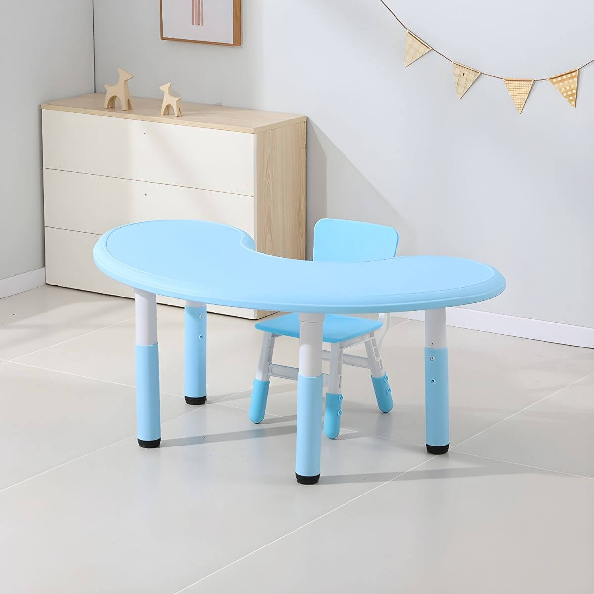 Contemporary Children's Writing Desk with Rounded Edges and Waterproof Top