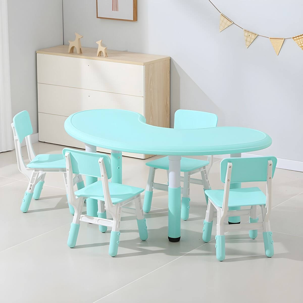 Contemporary Children's Writing Desk with Rounded Edges and Waterproof Top