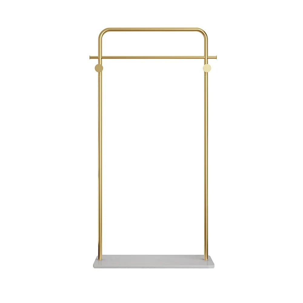 Contemporary Gold & Black Freestanding Rail Coat Rack with Faux Marble Base