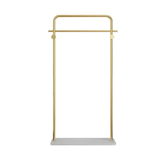 Contemporary Gold & Black Freestanding Rail Coat Rack with Faux Marble Base