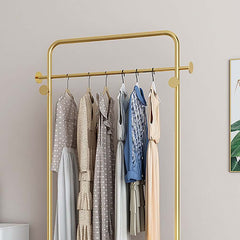 Contemporary Gold & Black Freestanding Rail Coat Rack with Faux Marble Base