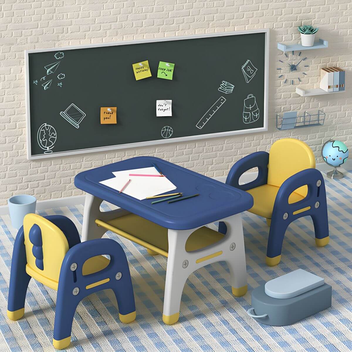 Contemporary Kids' Desk with Storage Shelf in Vibrant Colors