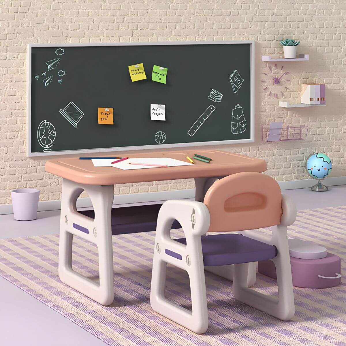 Contemporary Kids' Desk with Storage Shelf in Vibrant Colors