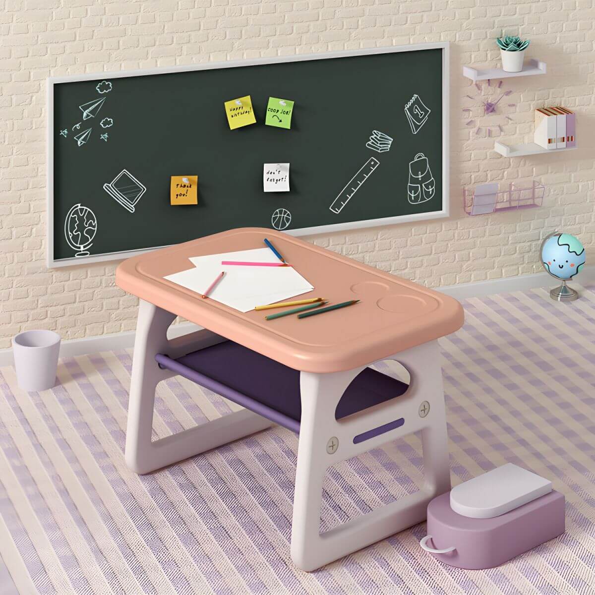 Contemporary Kids' Desk with Storage Shelf in Vibrant Colors