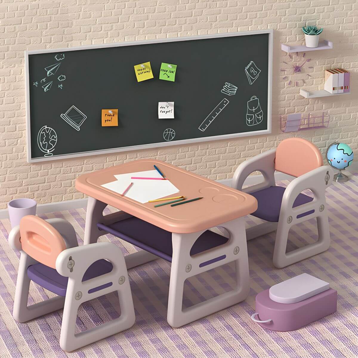 Contemporary Kids' Desk with Storage Shelf in Vibrant Colors