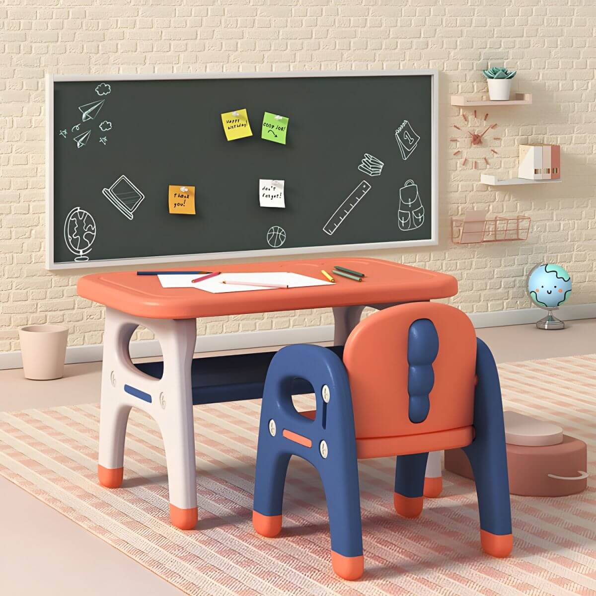 Contemporary Kids' Desk with Storage Shelf in Vibrant Colors