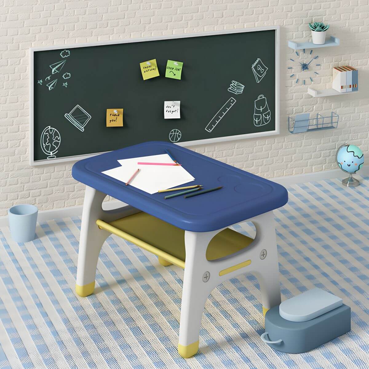 Contemporary Kids' Desk with Storage Shelf in Vibrant Colors