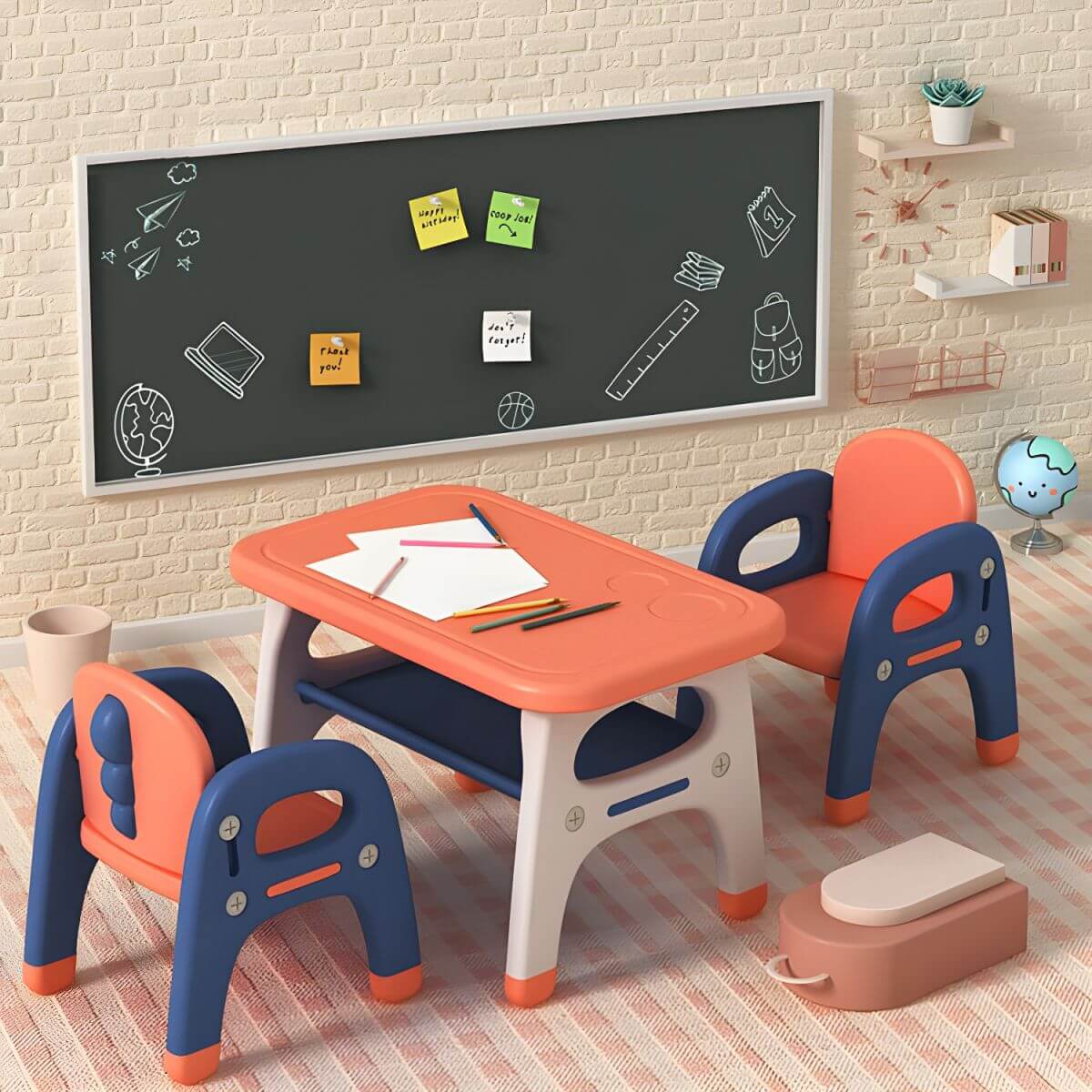 Contemporary Kids' Desk with Storage Shelf in Vibrant Colors