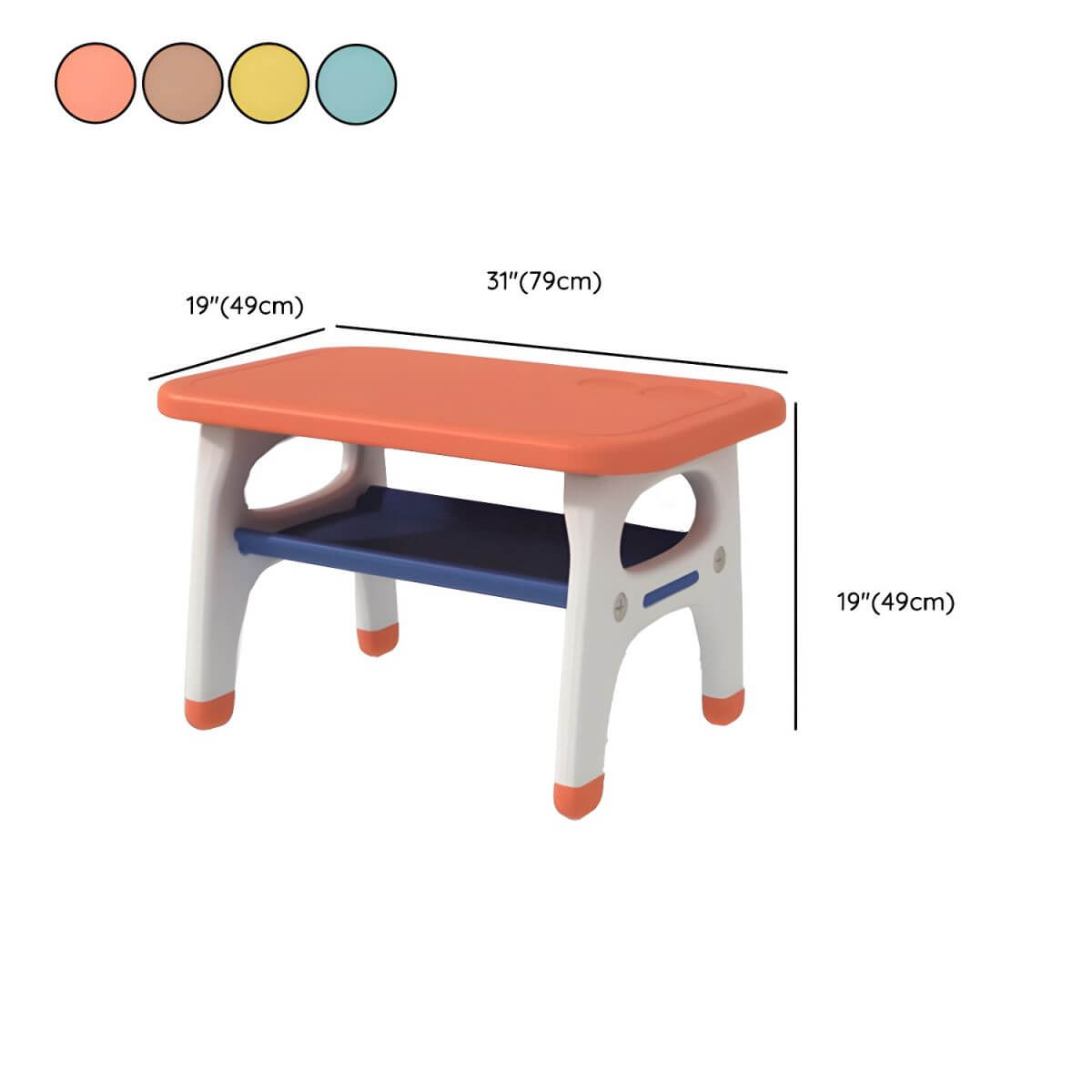 Contemporary Kids' Desk with Storage Shelf in Vibrant Colors Dimensions