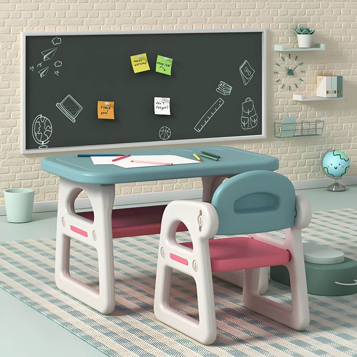 Contemporary Kids' Desk with Storage Shelf in Vibrant Colors Main Product Image