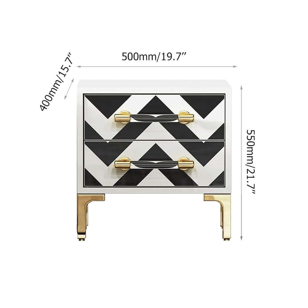 Contemporary Zebra Pattern Nightstand - 2 Drawers
