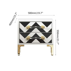 Contemporary Zebra Pattern Nightstand - 2 Drawers