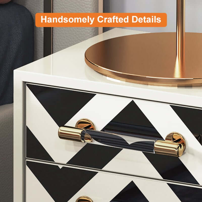 Contemporary Zebra Pattern Nightstand - 2 Drawers