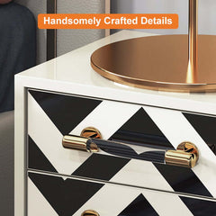 Contemporary Zebra Pattern Nightstand - 2 Drawers