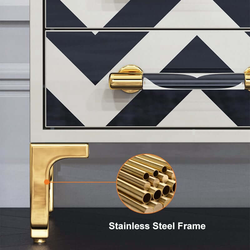 Contemporary Zebra Pattern Nightstand - 2 Drawers