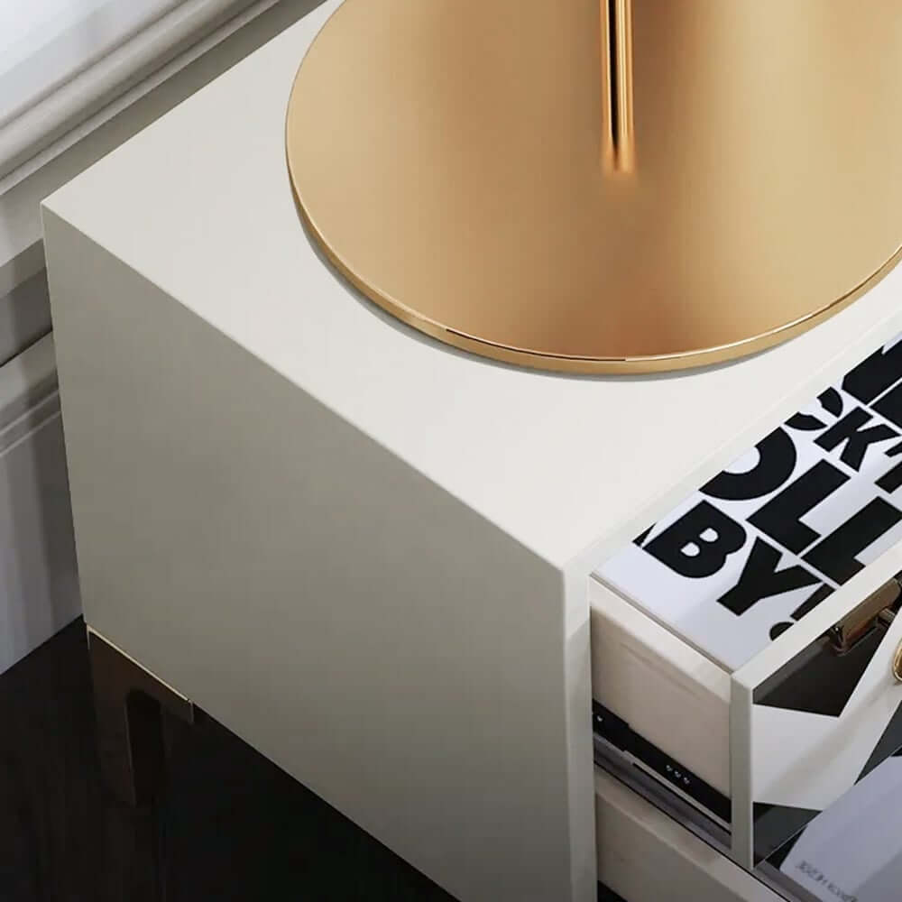 Contemporary Zebra Pattern Nightstand - 2 Drawers