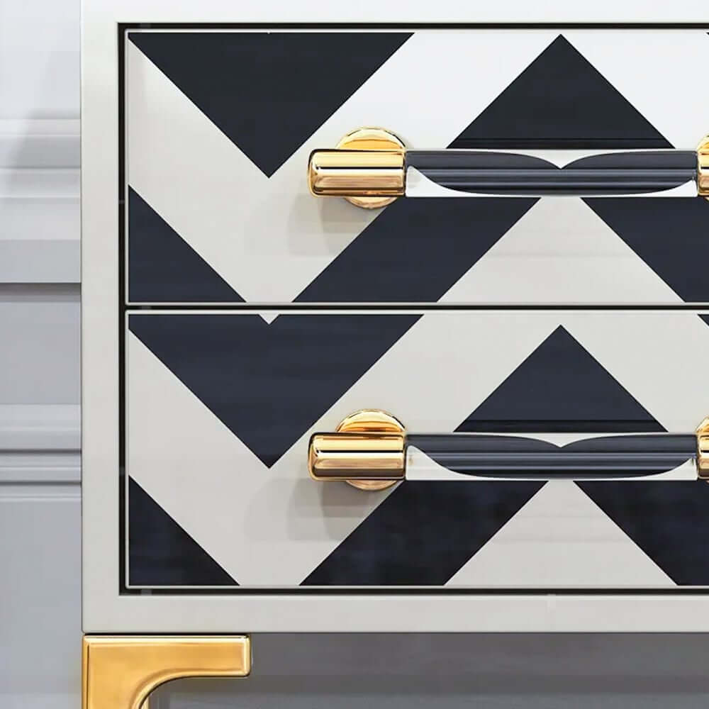 Contemporary Zebra Pattern Nightstand - 2 Drawers