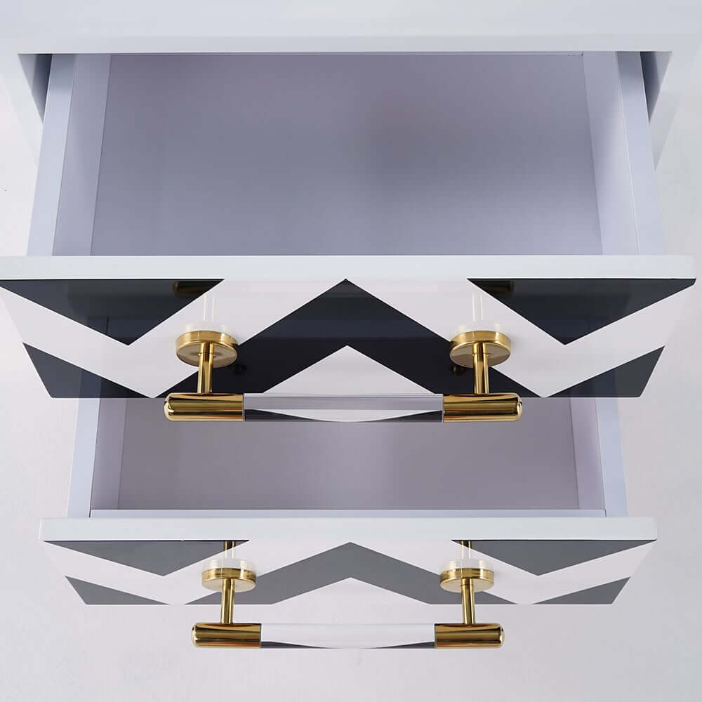 Contemporary Zebra Pattern Nightstand - 2 Drawers