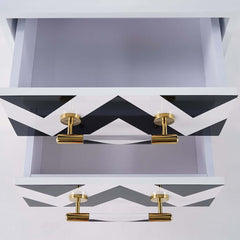 Contemporary Zebra Pattern Nightstand - 2 Drawers