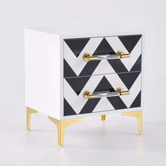 Contemporary Zebra Pattern Nightstand - 2 Drawers