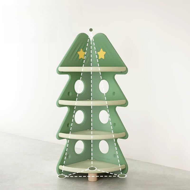 Corner Christmas Tree Toy Organizer with 4 Shelves and Bins