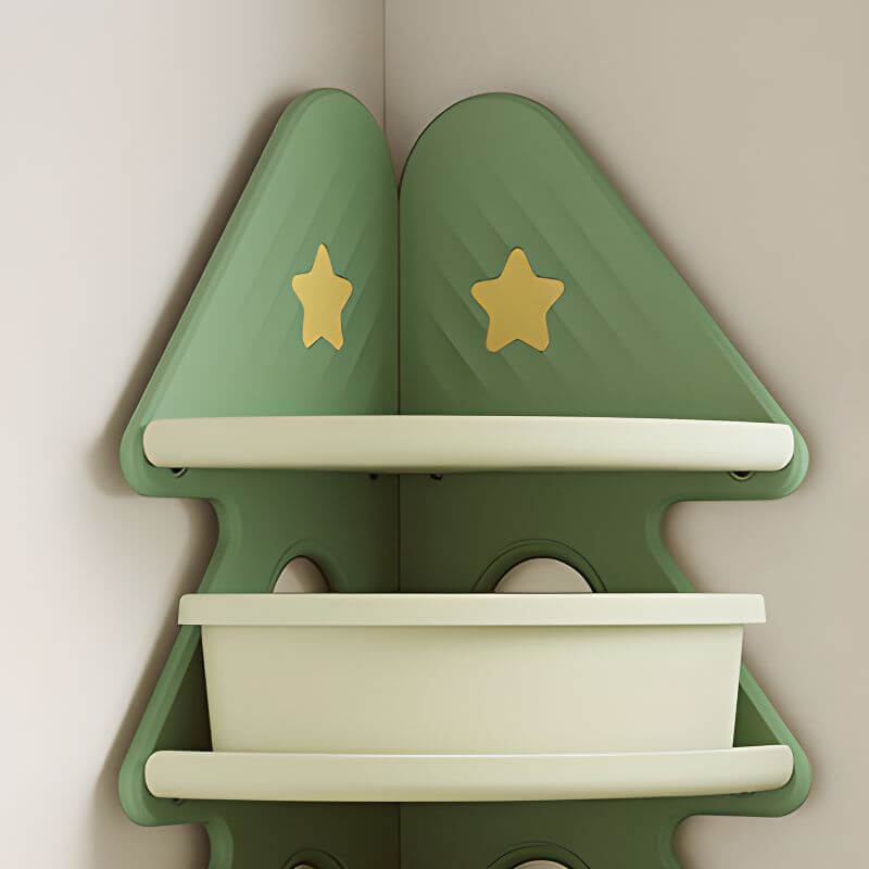 Corner Christmas Tree Toy Organizer with 4 Shelves and Bins